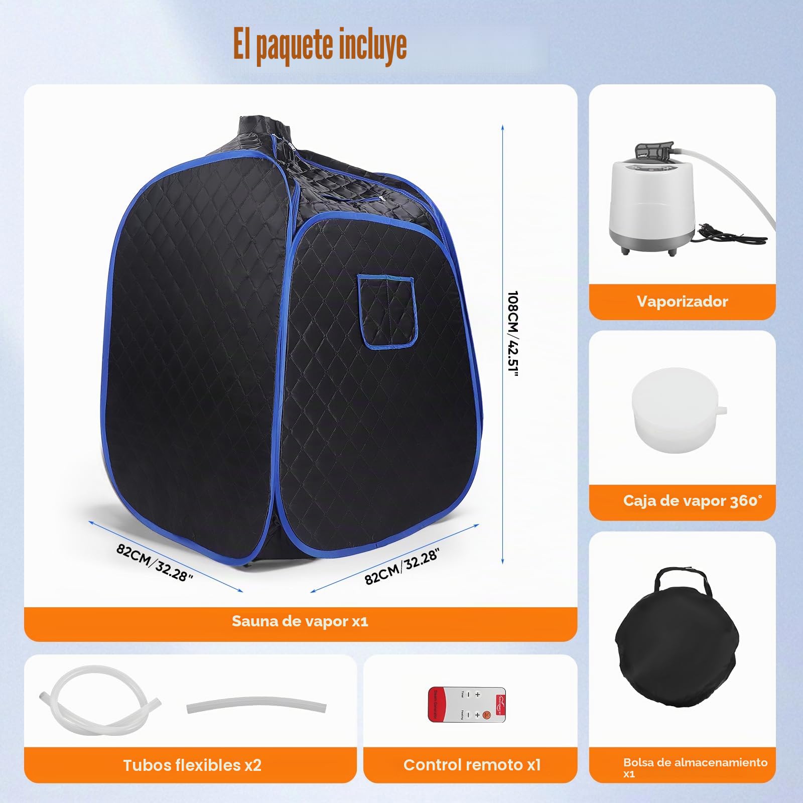 Sauna portátil para casa, 3 minutos de calentamiento rápido y 9 niveles de calor, vapozone portátil con 2,6 l vapor