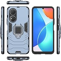 Vista 2 de Funda compatible con Honor X7 con protector de pantalla de vidrio templado 2 piezas, funda híbrida resistente de doble capa antiarañazos, color azul