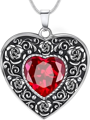 Fanery sue Heart Locket Necklace That Holds 2 Pictures for Women Girls, Silver Rose Sunflower Custom Photos Necklaces Personalized Lockets Necklace
