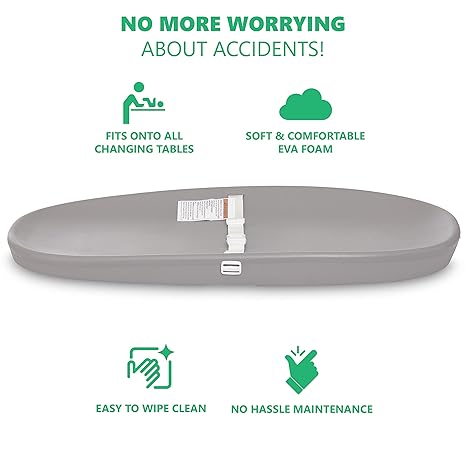 The changing pad is made of high-quality, waterproof material, ensuring durability and easy cleaning. Its dark gray color gives it a stylish and modern look that will complement any nursery or changing area.