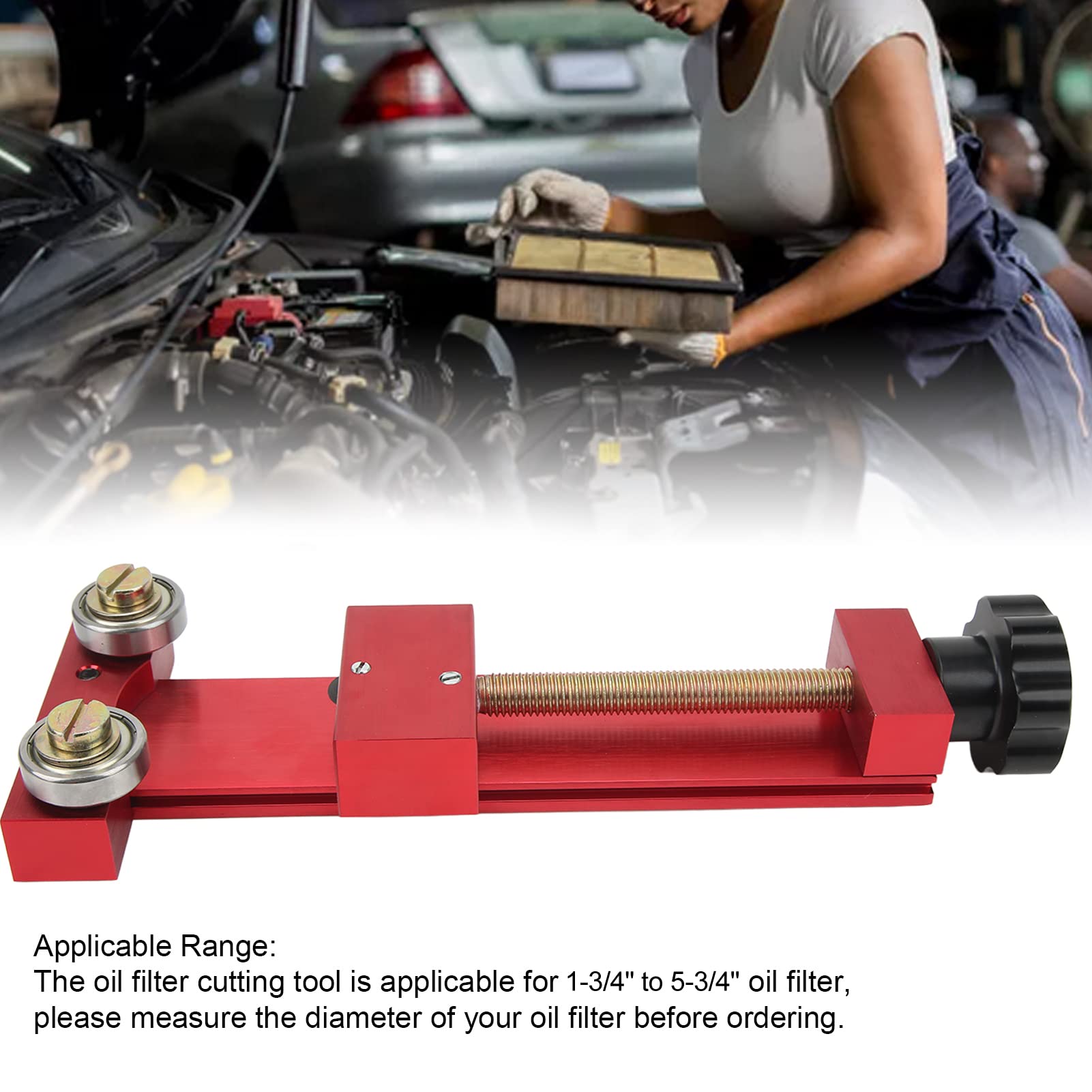 Oliefiltersnijder, Zeer Nauwkeurige Slijtvaste Praktische Oliefiltersnijder voor 1-3/4 Inch Tot 5-3/4 Inch Oliefilter (Rood