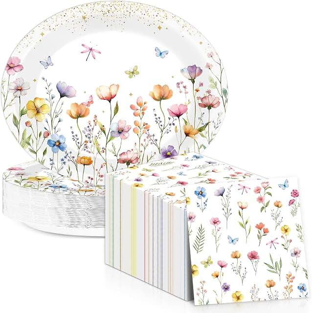 Wildflower Paper Oval Plates for Spring