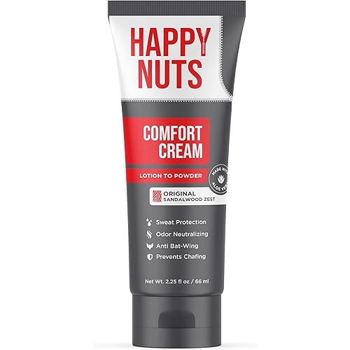 HAPPY NUTS Comfort Cream Deodorant For Men: Anti-Chafing Sweat Defense, Odor Control, Aluminum-Free Mens Deodorant & Hygiene Products for Men's Private Parts 2.25 oz. (Original)