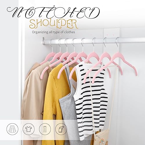 Miniatura 6 de ManGotree Paquete de 50 perchas de terciopelo para camisas, perchas de 16.5 pulgadas con gancho giratorio de 360, perchas antideslizantes para