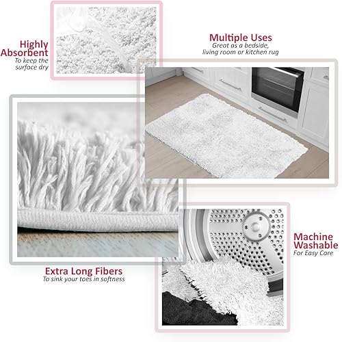 Miniatura 5 de Clara Clark Tapete de baño peludo con respaldo antideslizante de goma Tapete de baño súper suave