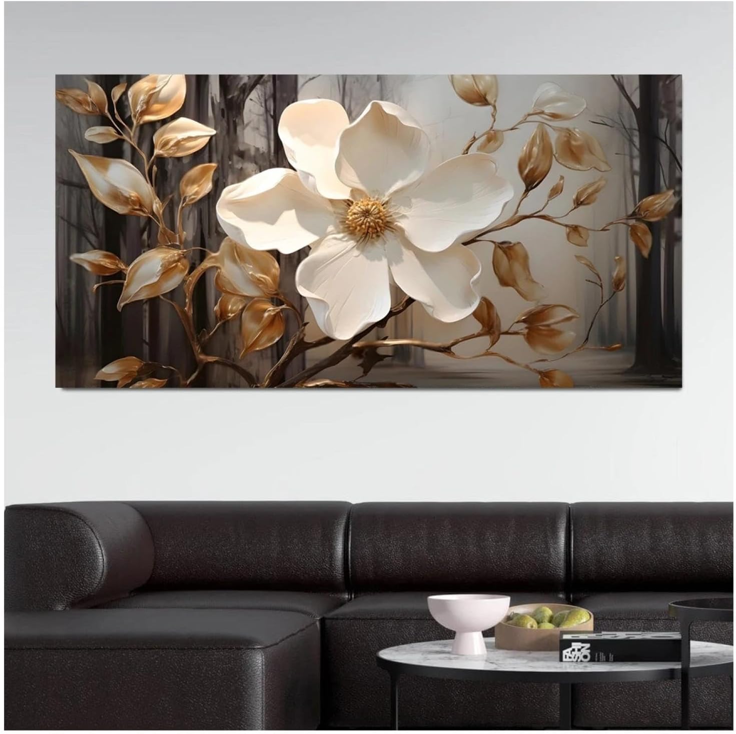 Amazon.com: JGGXHM Abstract White Flower Wall Painting Printed on ...