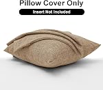 JIUZHEN 12x20 Inch Khaki Lin Jetez des housses d'oreiller 2, Décoration moderne ferme Oreillers Soft respirant Lavable Coussin zippé Coussins pour Canapé Chambre à coucher Accueil Décor