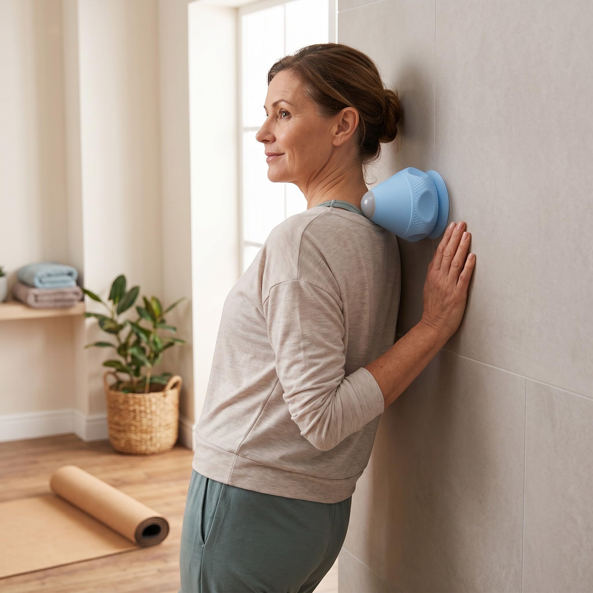 Montierbarer Wärmekompressions-PC-Massageball aus Silikon mit Vibrierendem Dual-Modus für Triggerpunkt-Tiefengewebeentspannung, Wiederaufladbare Timer-Funktion (Blue)