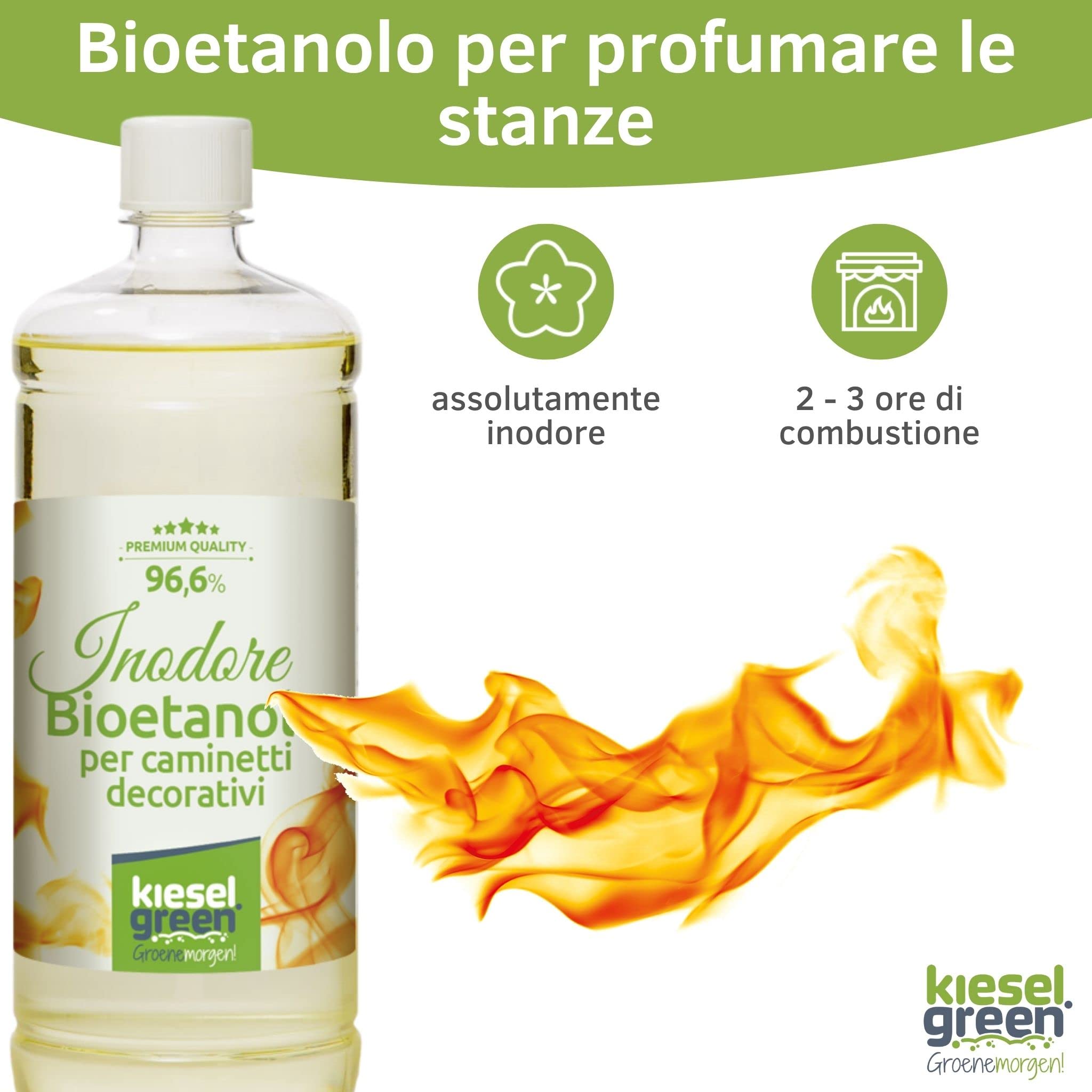 Bioethanol 12 x 1 litro Set (6 x Inodoro + 6 x con fragancia) para chimenea de etanol – Bio-etanol perfumado para ambientes – Perfume para chimenea de bioetanol de interior o de mesa R