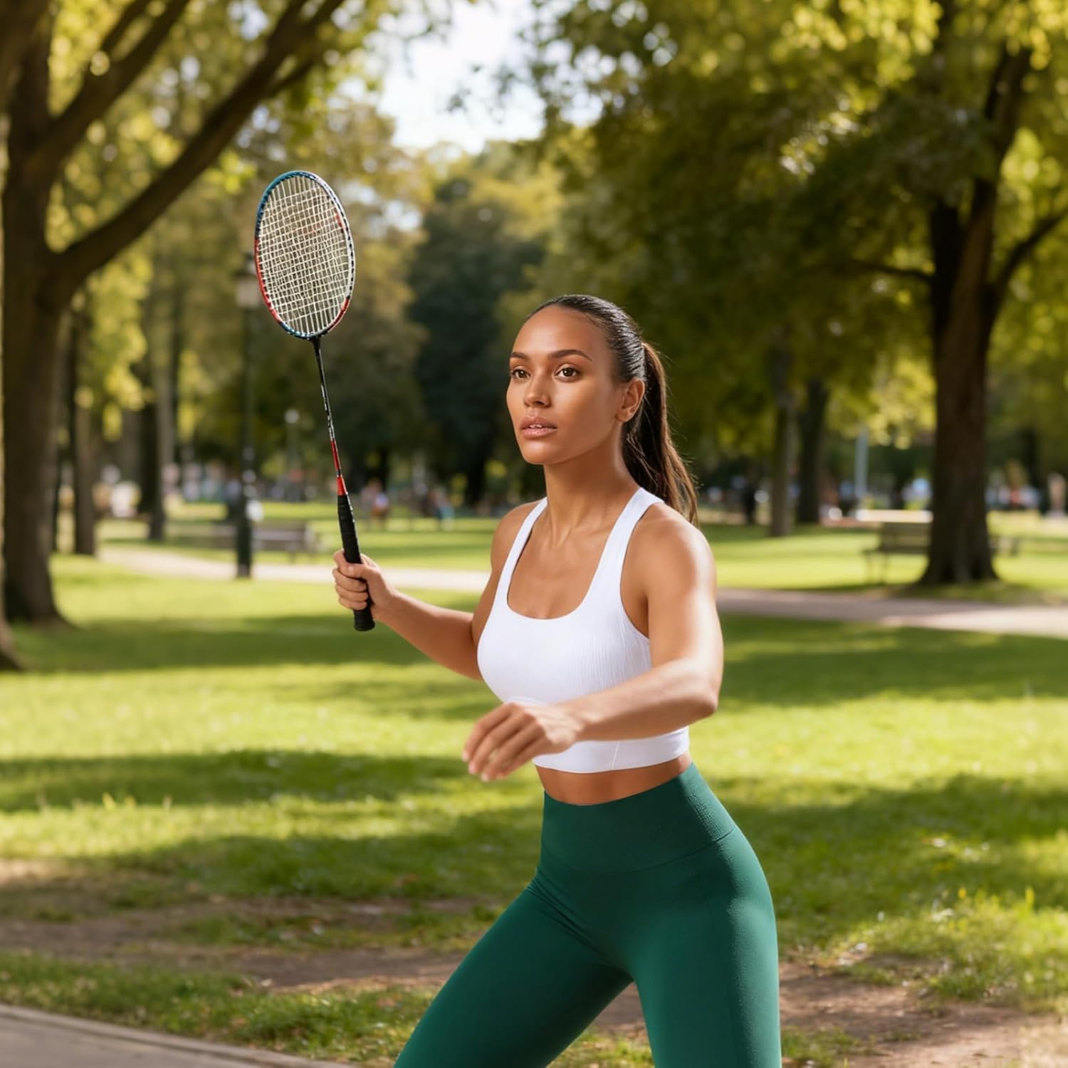 Women Square Neckline Sports Bra Padded Basic Workout Y-Back Racerback Cropped Tank Top - Image 6