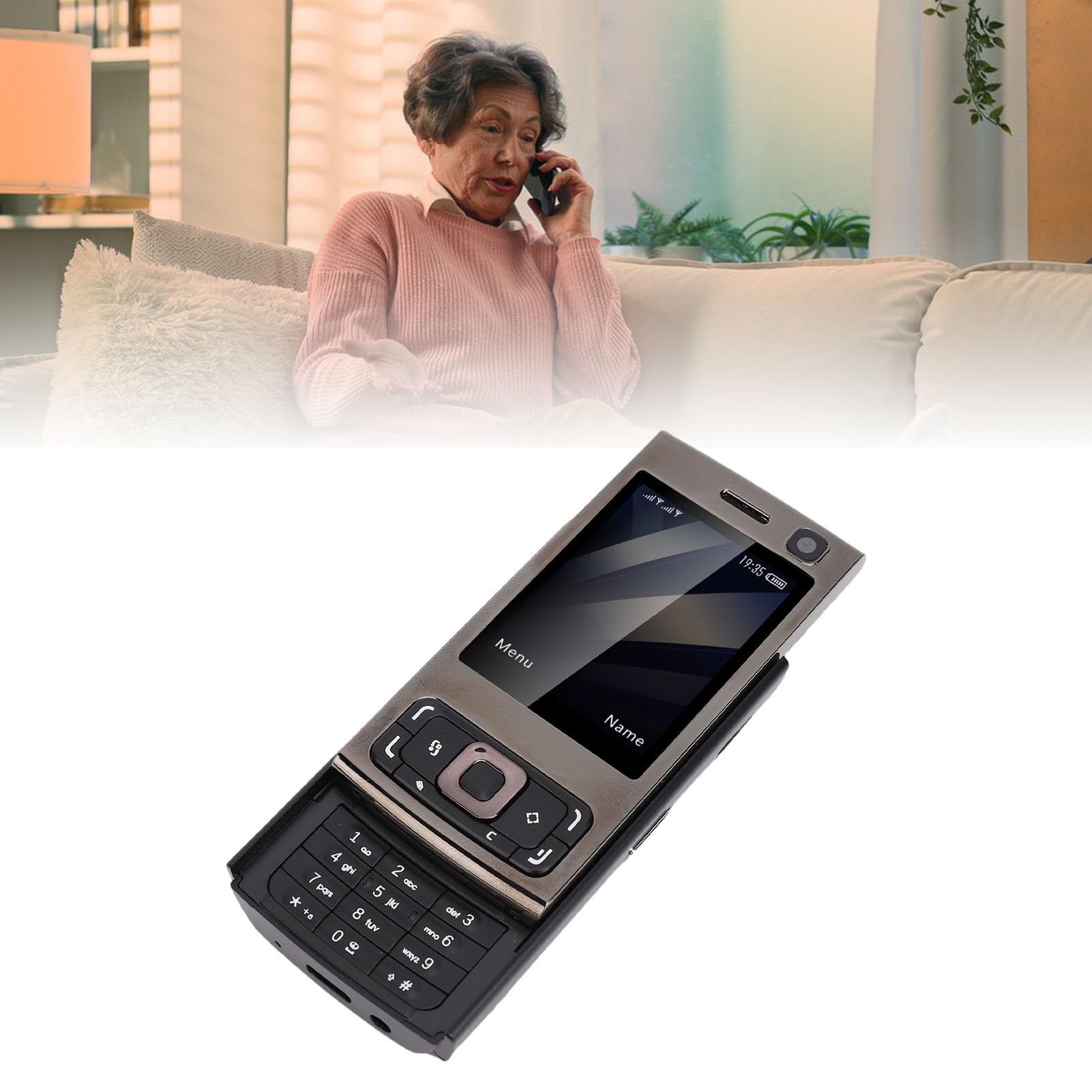 Entsperrtes Schiebetelefon mit 2,0-Zoll-Bildschirm, Freisprecheinrichtung mit Hoher Lautstärke und Großen Tasten für Einfache Bedienung (Black)