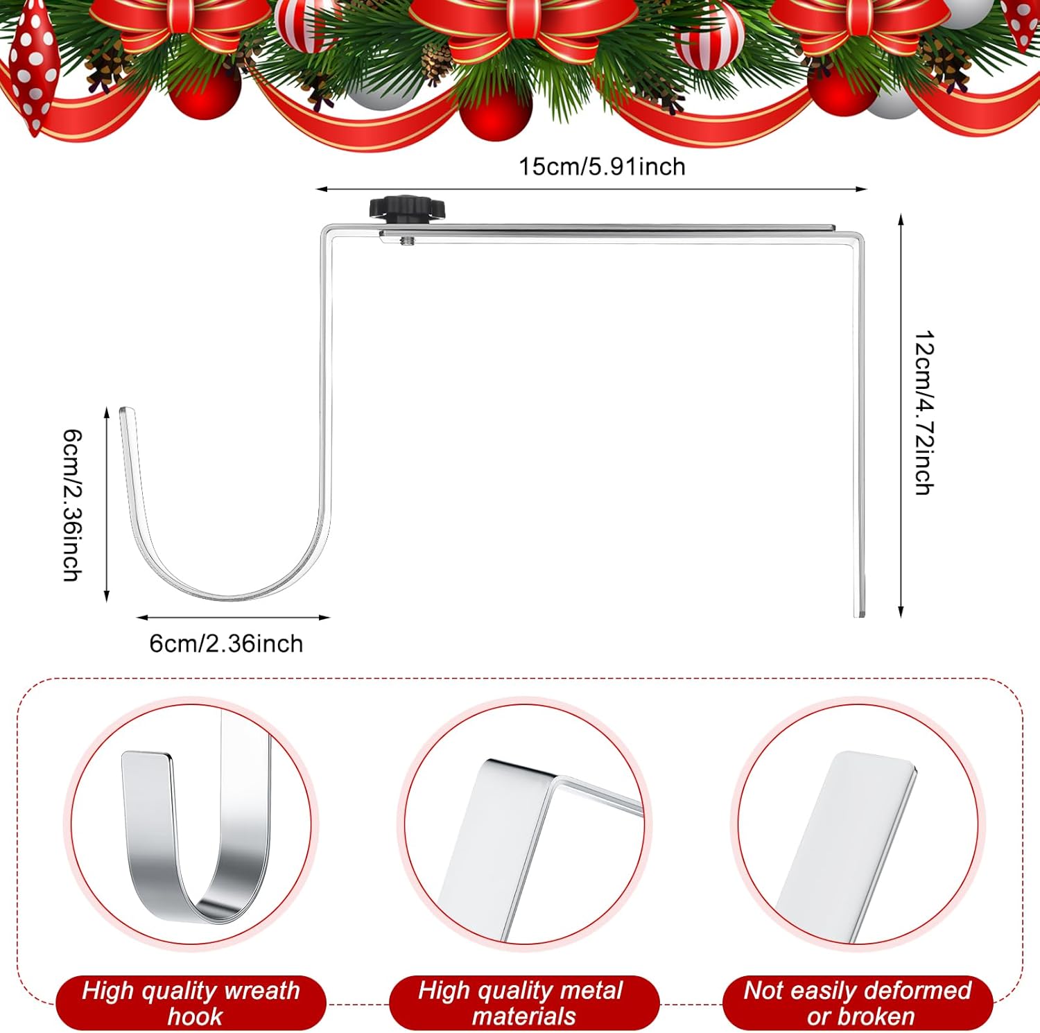 Blulu 7'' to 11'' Metal Headstone Wreath Hanger Christmas Memorial Day Adjustable Flower Wreath Holder Stands Gravestone Marker Cemetery Tombstone Saddles(4 Pcs)