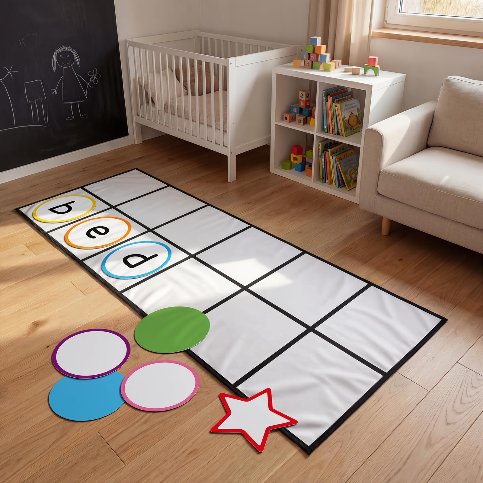 Elkonin Ensemble de tapis de sol pour enfants, activités d'apprentissage préscolaire, jeux de sensibilisation phonémique et de phonique, fournitures de salle de classe pour enseignants, moteur brut