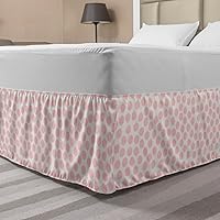 Vista 1 de Ambesonne Retro Bed Skirt, Hand Drawn Style Dots in Pastel Color and Retro Style Childhood Pattern, Elastic Bedskirt Dust Ruffle Wrap Around for