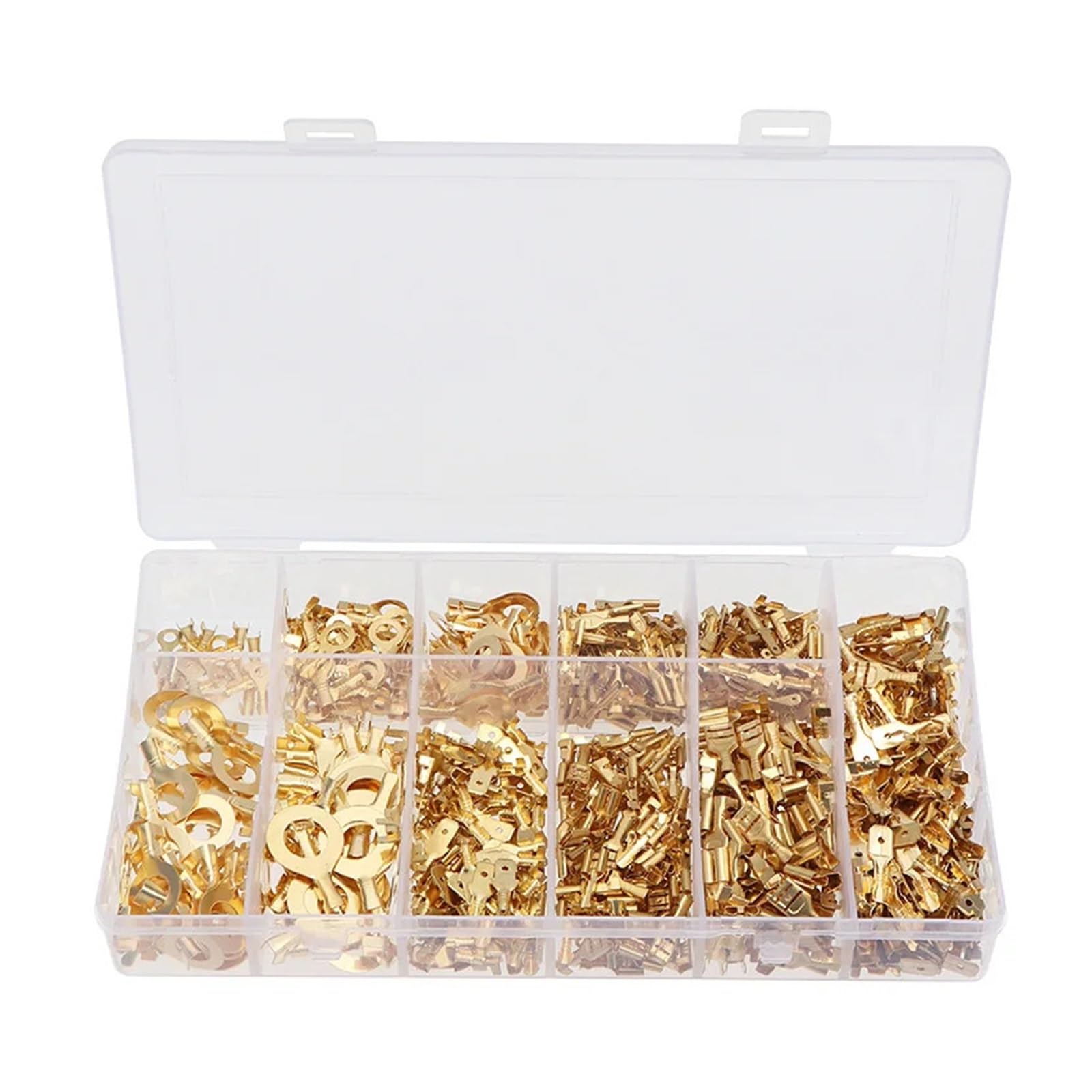 750Pcs M3/M4/M5/M6/M8/M10 Non-Insulated Ring Eyes Lugs 2.8/4.8/6.3mm Brass Spade Crimp Terminals Cable Lug Wire Connector Set(150PCS)