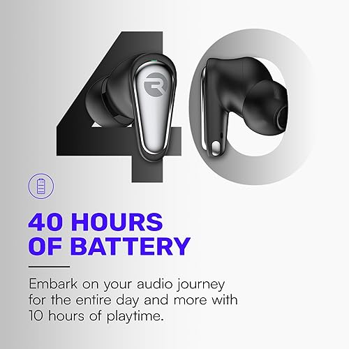Miniatura 6 de Auriculares Raycon Pro inalámbricos Bluetooth con cancelación activa de ruido híbrida, modo de consciencia, 40 horas de batería, 6 micrófonos