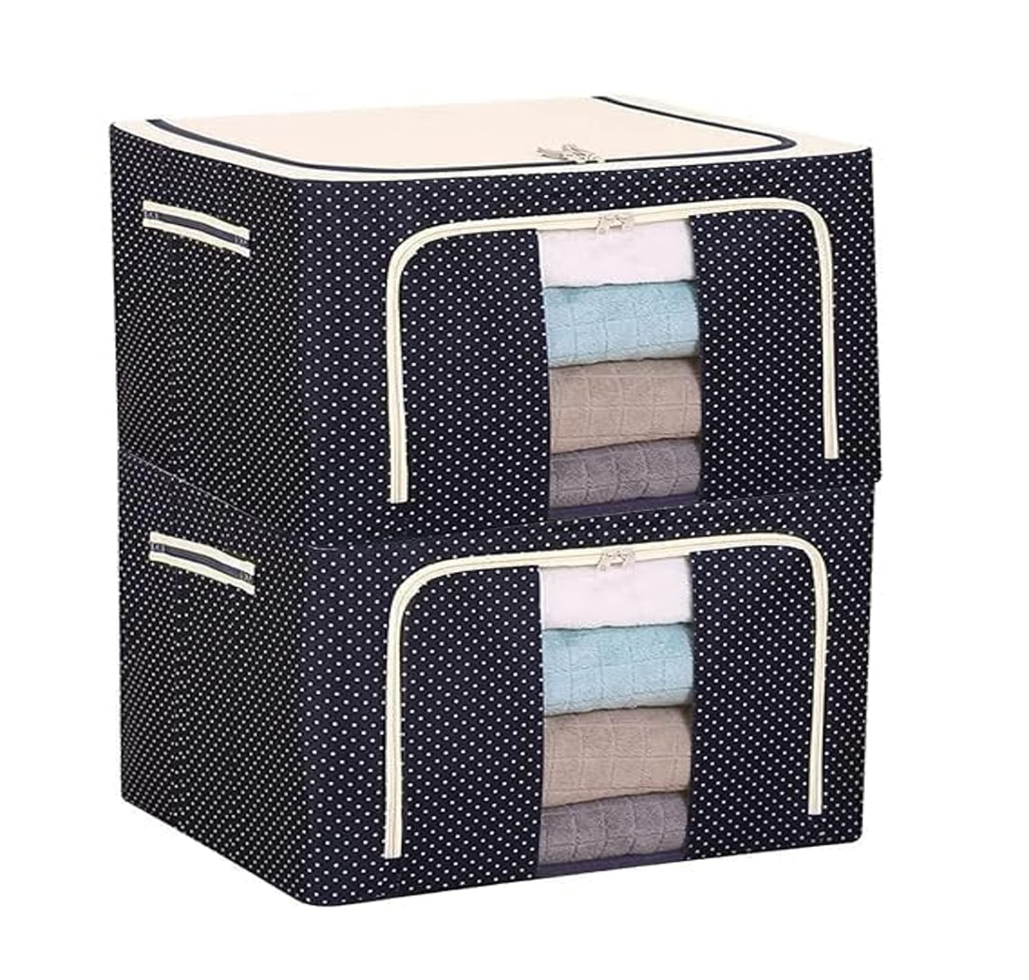 VRLSE Clothes Storage Box || 66 Liter || Cloth Organizer Storage Box for Wardrobe || Saree, Shirts, Blankets, Dress, Jeans || Foldable Steel Frame || Oxford Fabric Material || Storage Box for Clothes (B0CT5ZZ3W8) Amazon Price History, Amazon Price Tracker