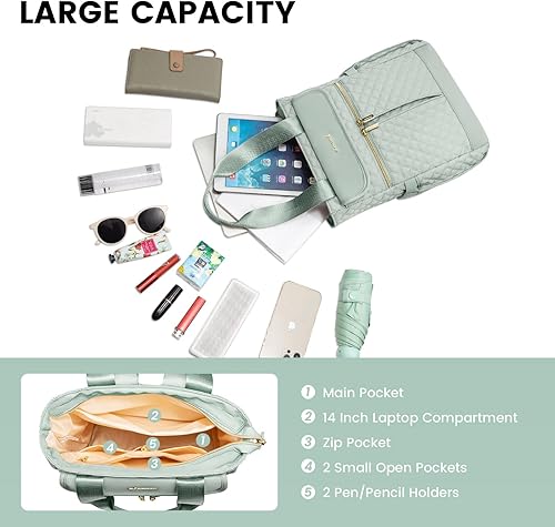 Miniatura 4 de LOVEVOOK Mochila convertible para mujer, Verde, A la moda