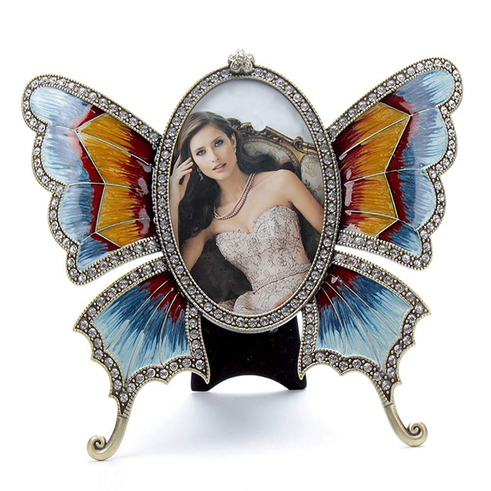 YONGYAN Fashion Butterfly 4x6 Inch Picture Frame for Table Display Family Metal Photo Frame Home Decoration