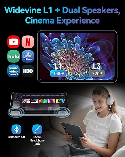 Miniatura 8 de Bpad 13 Tableta de 13.4 pulgadas con pantalla grande Android 15 Tableta 20GB+256GB 10000mAh, Unisoc T615 Octa-Core 1920x1200 FHD con Widevine L1