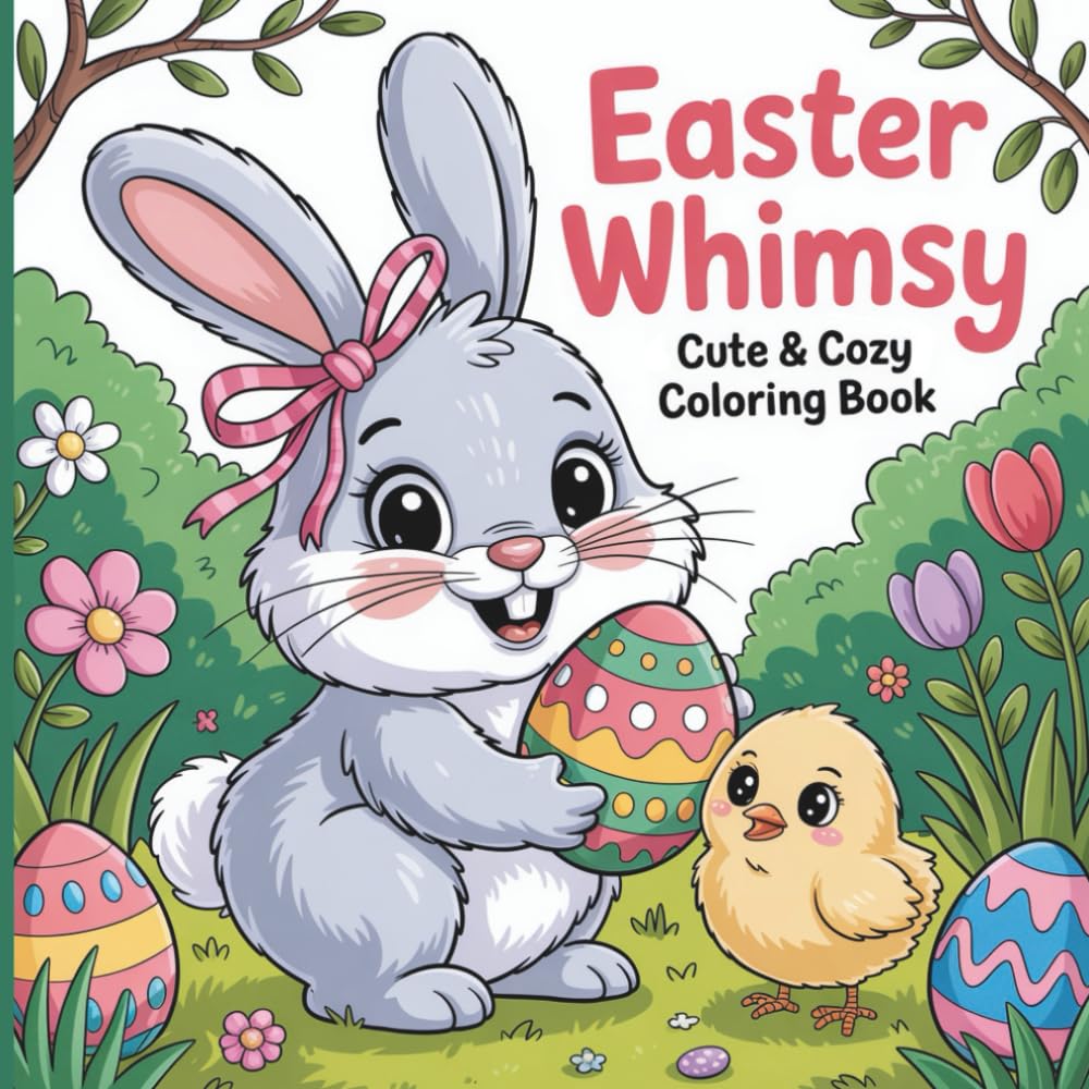 Easter Whimsy: Cute & Cozy Coloring Book for Adults, Teens and Kids Featuring Adorable Animals, Easter Eggs, Spring Florals & Relaxing Cozy Designs
