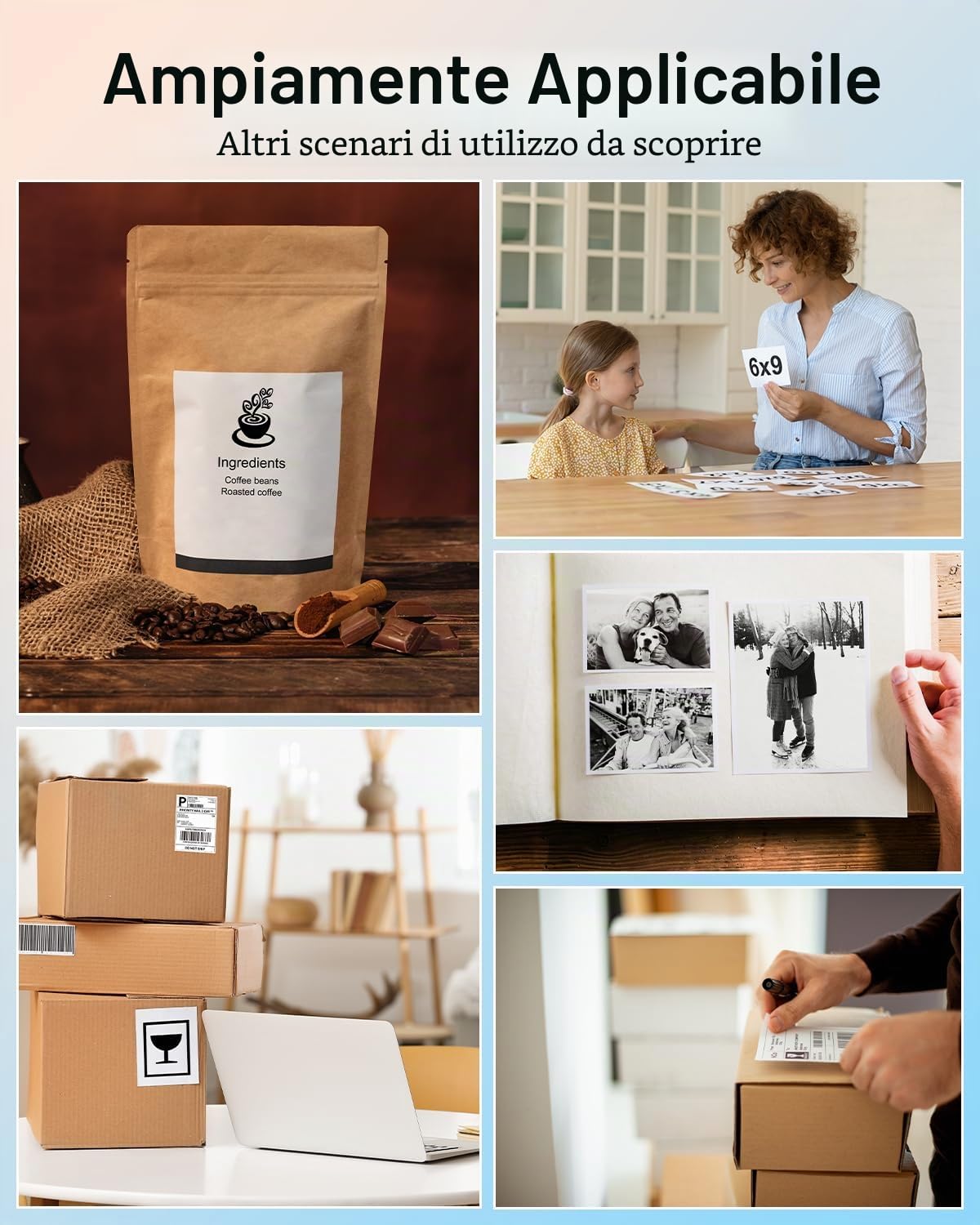 Phomemo Etichette Termiche Autoadesive 10x15 cm (4"x6") per Spedizioni e Pacchi – 500 Pezzi Pieghevoli, Impermeabili e Antirotti, Compatibili con Rollo, Dymo, Zebra e Stampanti 4x6