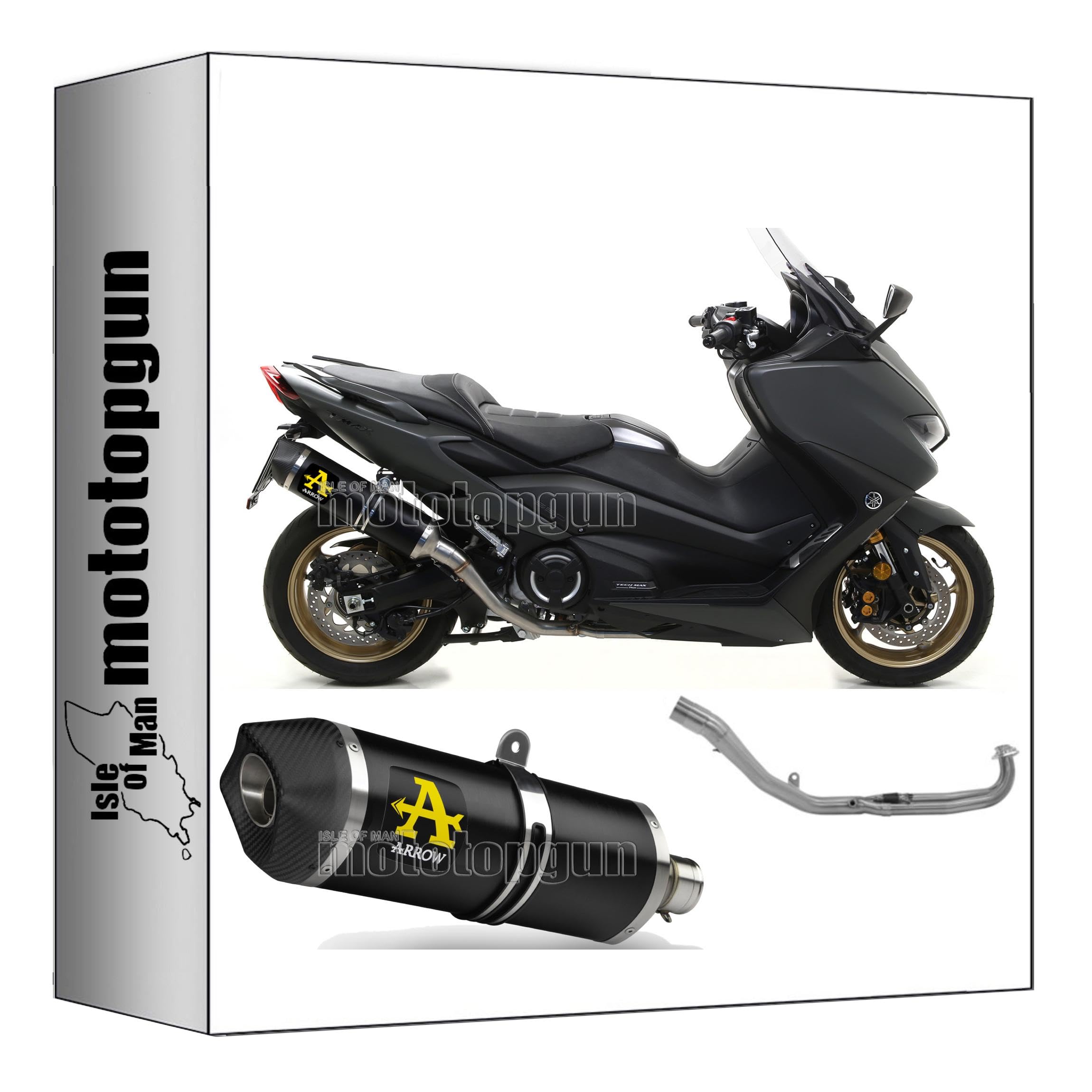arrow 73514AKN + 73013MI ligne complete approuve open race-tech aluminium noir embout carby compatible avec yamaha tmax t-max 560 2020 2021 mototopgun