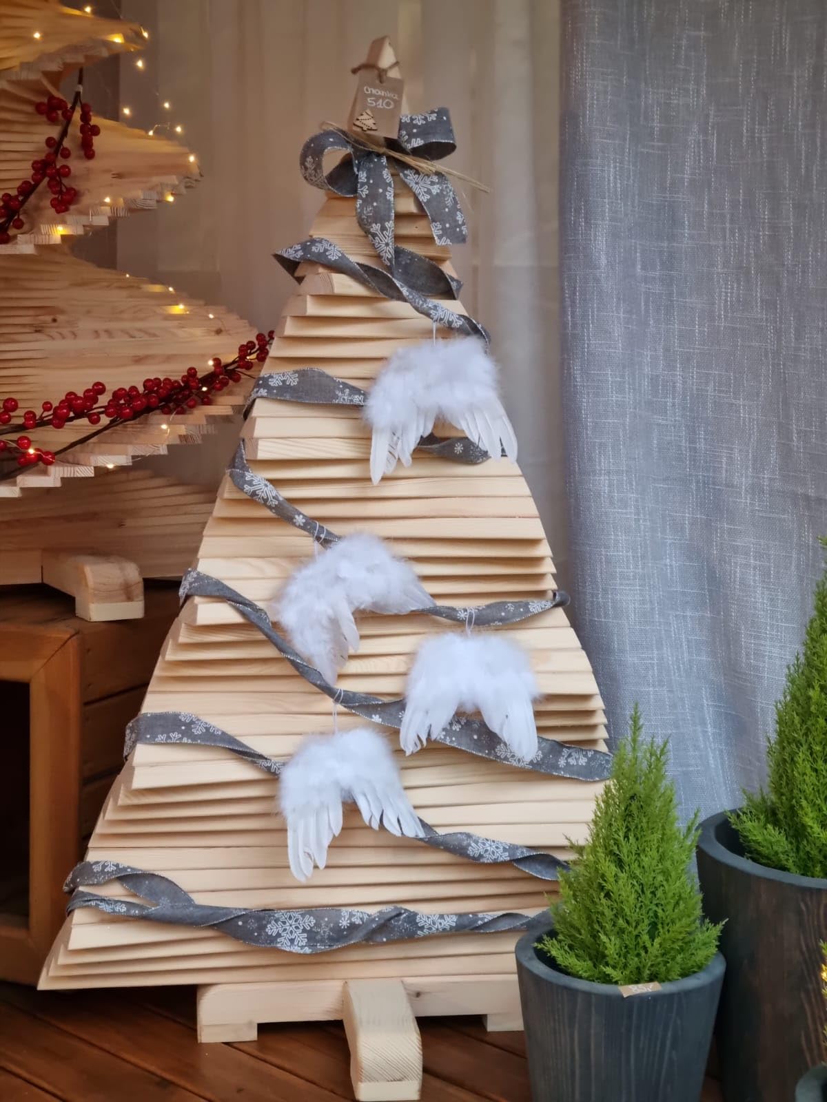 Weihnachtsbaum aus Holz, Minimaler Baum für Weihnachten, Öko-Weihnachtsbaum für kleine Räume, Weihnachtsdekoration für zu Hause 114 cm