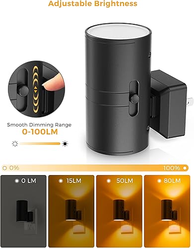 Miniatura 32 de L LOHAS LED Luz nocturna enchufable, luces nocturnas modernas enchufables a la pared, sensor de atardecer a amanecer, blanco suave 3000K, brillo