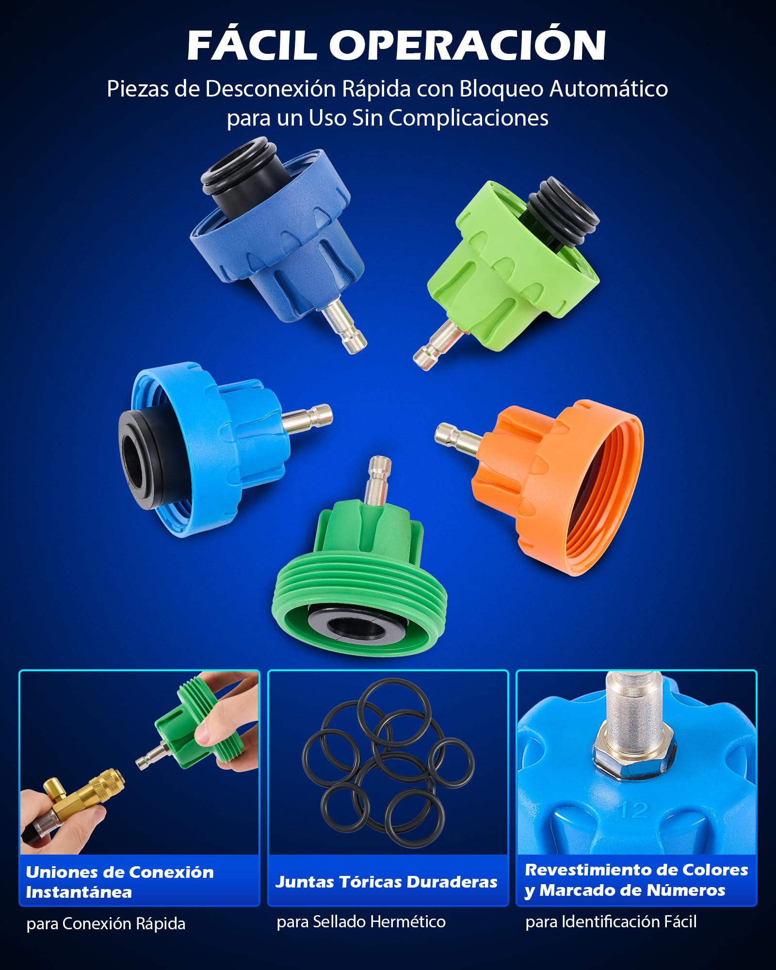 Orion Motor Tech 19 Piezas Kit de Prueba de Presión del Refrigerante con 15 Adaptadores y Llave Kit de Prueba de Presión para el Sistema de Refrigeración con Bomba de Vacío y Termómetro con Sonda