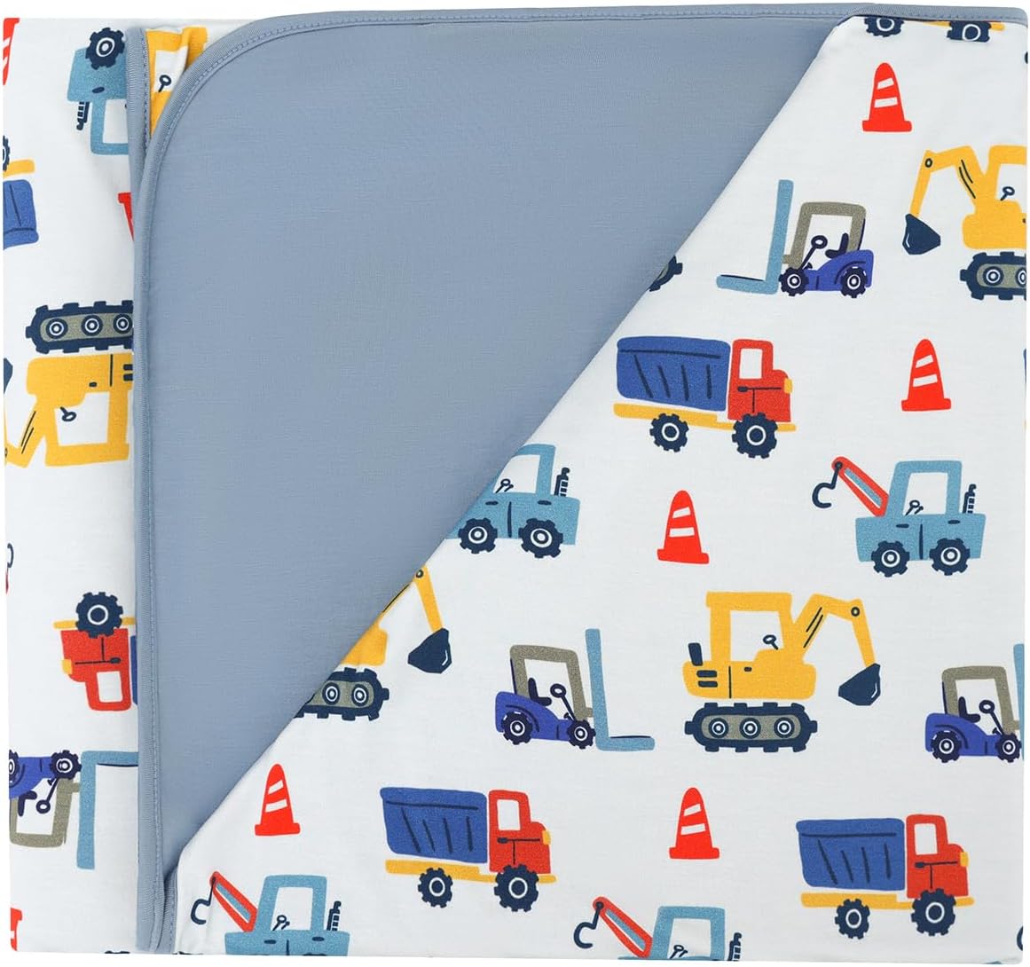Premium Baby Blankets, Soft Viscose from Bamboo Blanket for Boys and Girls, Nursery Crib Bedding Quilt for Newborn and Toddler, Cooling for Hot Sleepers, 50'' x 50'' Blue Car
