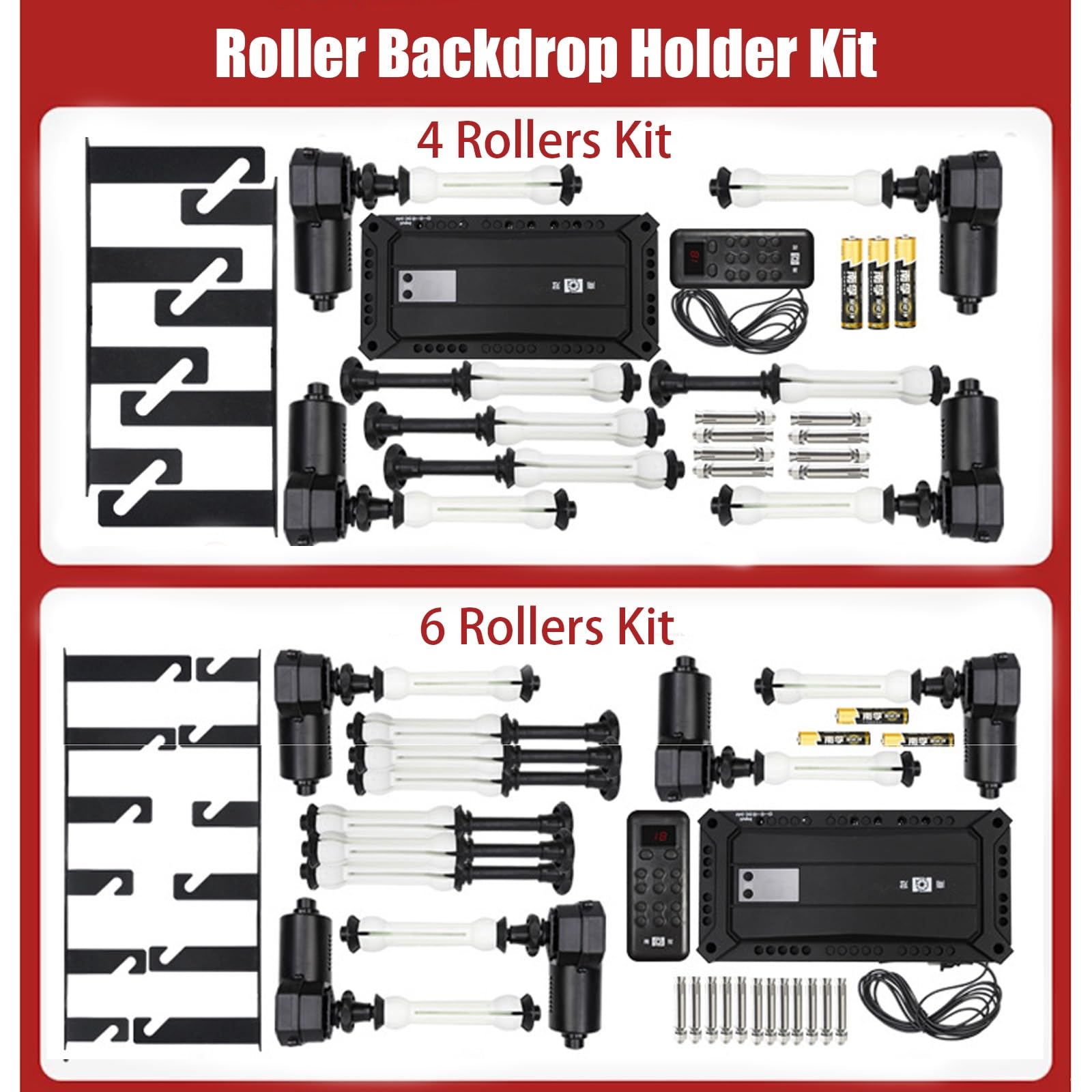 Sistema de soporte de fondo de fotografía, kit de fondo motorizado para montaje en techo y pared con control remoto, capacidad de carga de 44 libras, soporte de telón de fondo de rodillo eléctrico