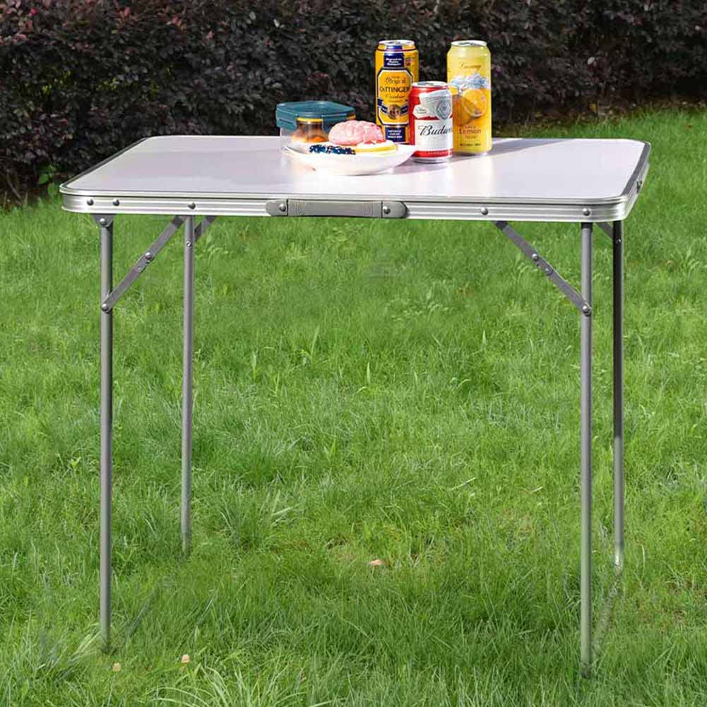 BAKAJI Tavolino Pieghevole da Campeggio Picnic 60x80x68 Alluminio Bianco