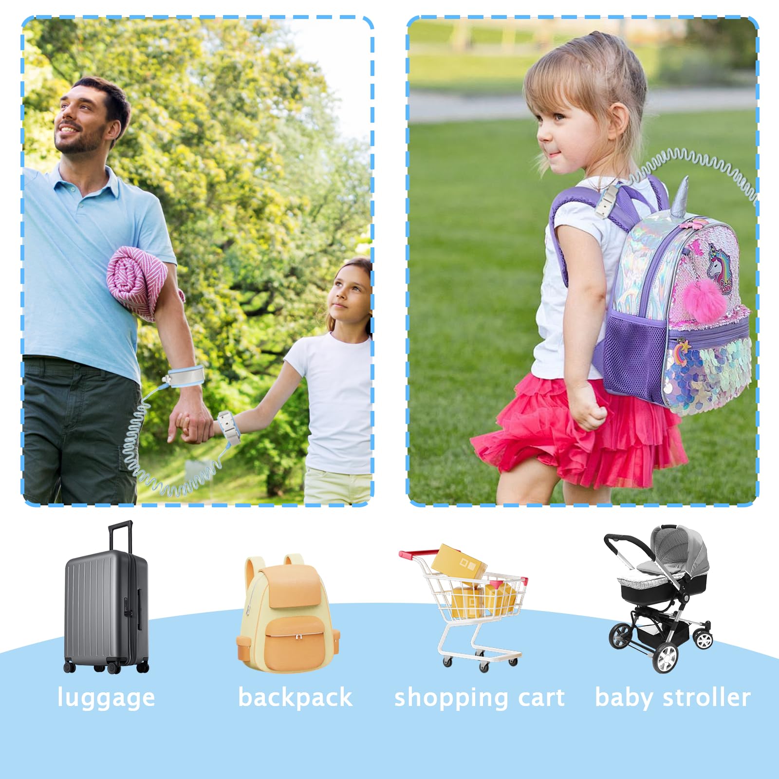 Bracelet anti-perte bébé enfant avec clip de verrouillage cordon 1,5 m sécurité antivol bagages
