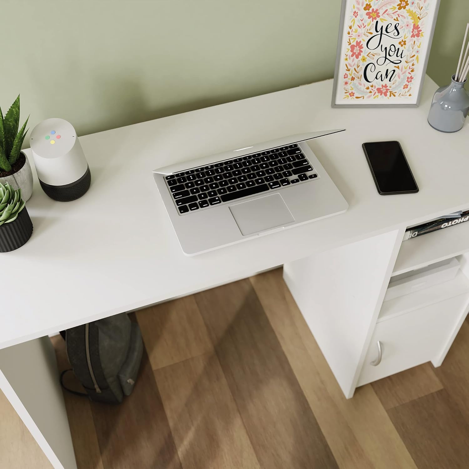 Sauder Beginnings Desk, L: 40.39" x W: 17.48" x H: 28.82", White Finish