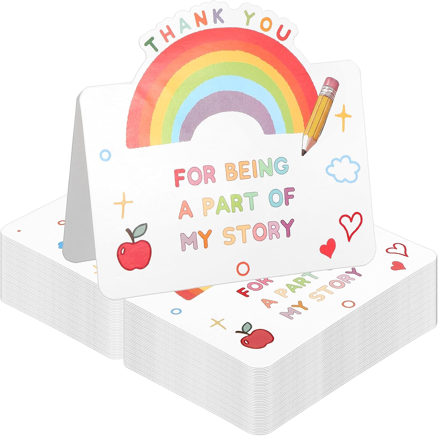 Tinlade 25 Pcs Thank You Cards for Teachers Bulk Cute Thank You Notes from Students Funny Rainbow Teacher Appreciation Cards Graduation Teacher's Day End of School Year Gifts for Coach Educator Mentor