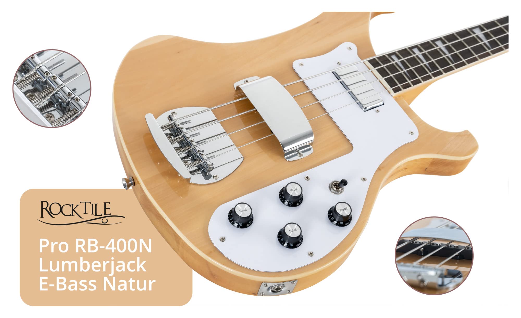 Rocktile Pro RB-400N Lumberjack E-Bass Longscale Humbucker Single Coil naturale