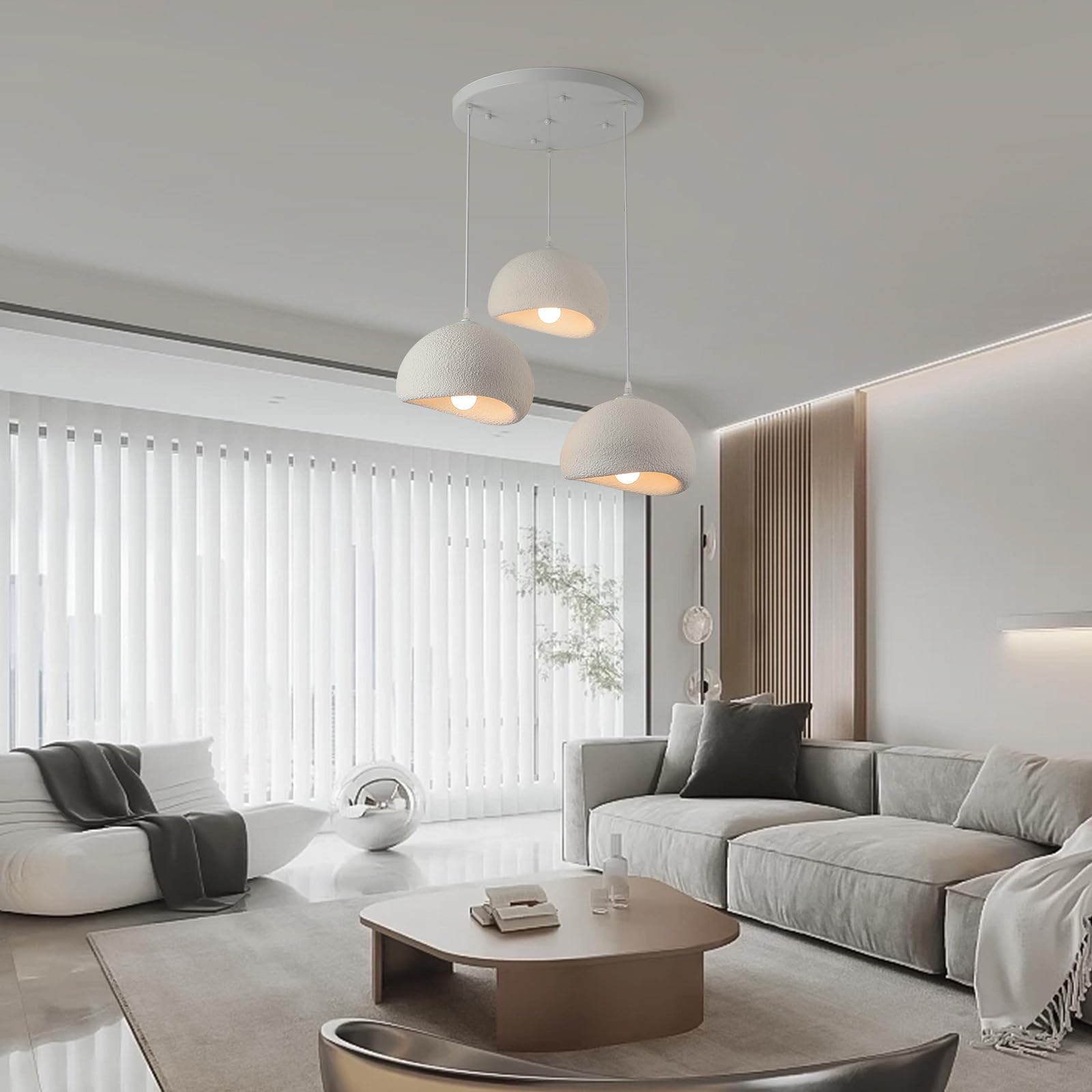 3-Kopf quadratische moderne Kronleuchter Pendelleuchte, E27 Basis japanische Wabi-Sabi Stil Vogelnest Form Beleuchtungskörper, moderne Pendelleuchte für Esszimmer, Flur Restaurant Küche Hängelampe
