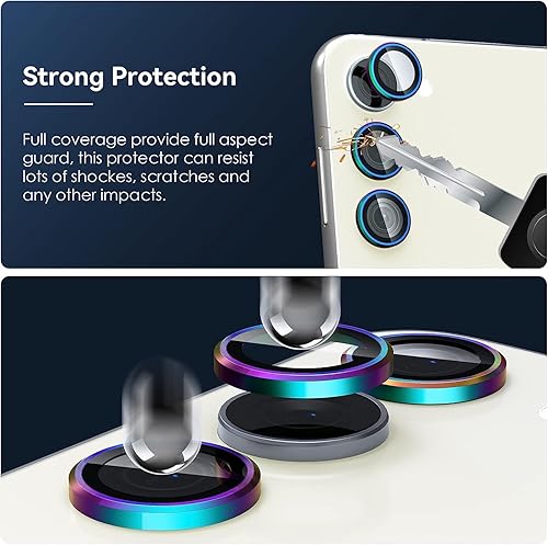 Miniatura 3 de Protector de lente de cámara para Galaxy S24 Plus 5G, vidrio templado 9H antiarañazos con borde de aluminio, anillo protector de pantalla de lente