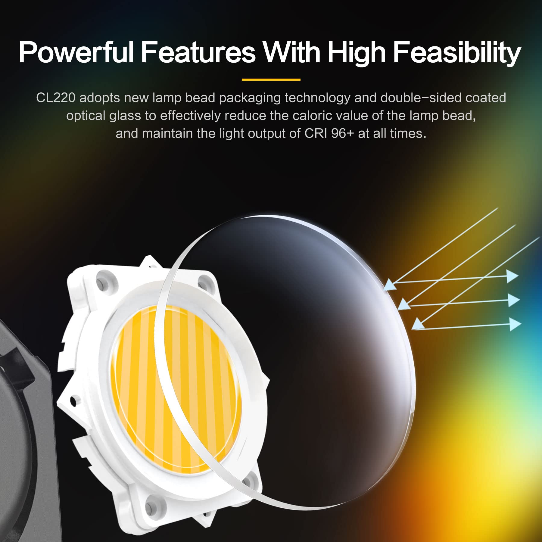 COLBOR CL220 COB LED Video Light 220 W 2700-6500 K CRI96+ App