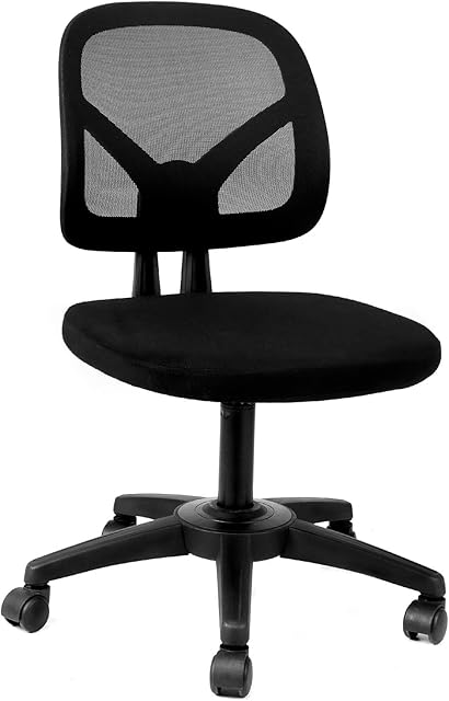 Hbada Swivel Computer Office Desk Chair, Low-Back Mesh Computer Chair, Ergonomic Adjustable Task Chair, Black