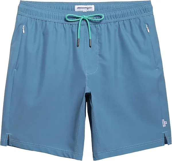 maamgic Mens Swim Trunks 9 Inch with Mesh Lining Bathing Suit Stretch Board Shorts with Zip Pockets for Swimming