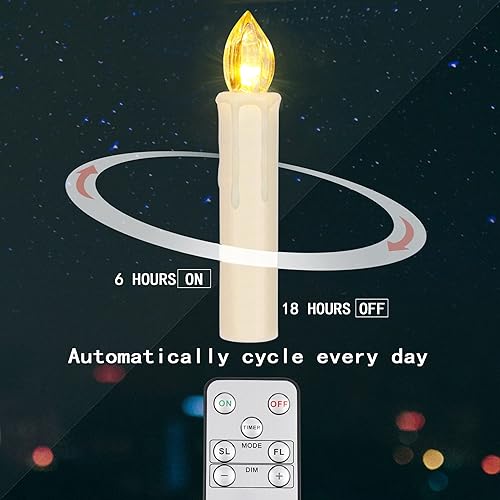 Miniatura 6 de FPOO 10 velas LED para ventana con temporizador remoto, velas cónicas sin llama que funcionan con pilas, color blanco cálido, velas de Navidad