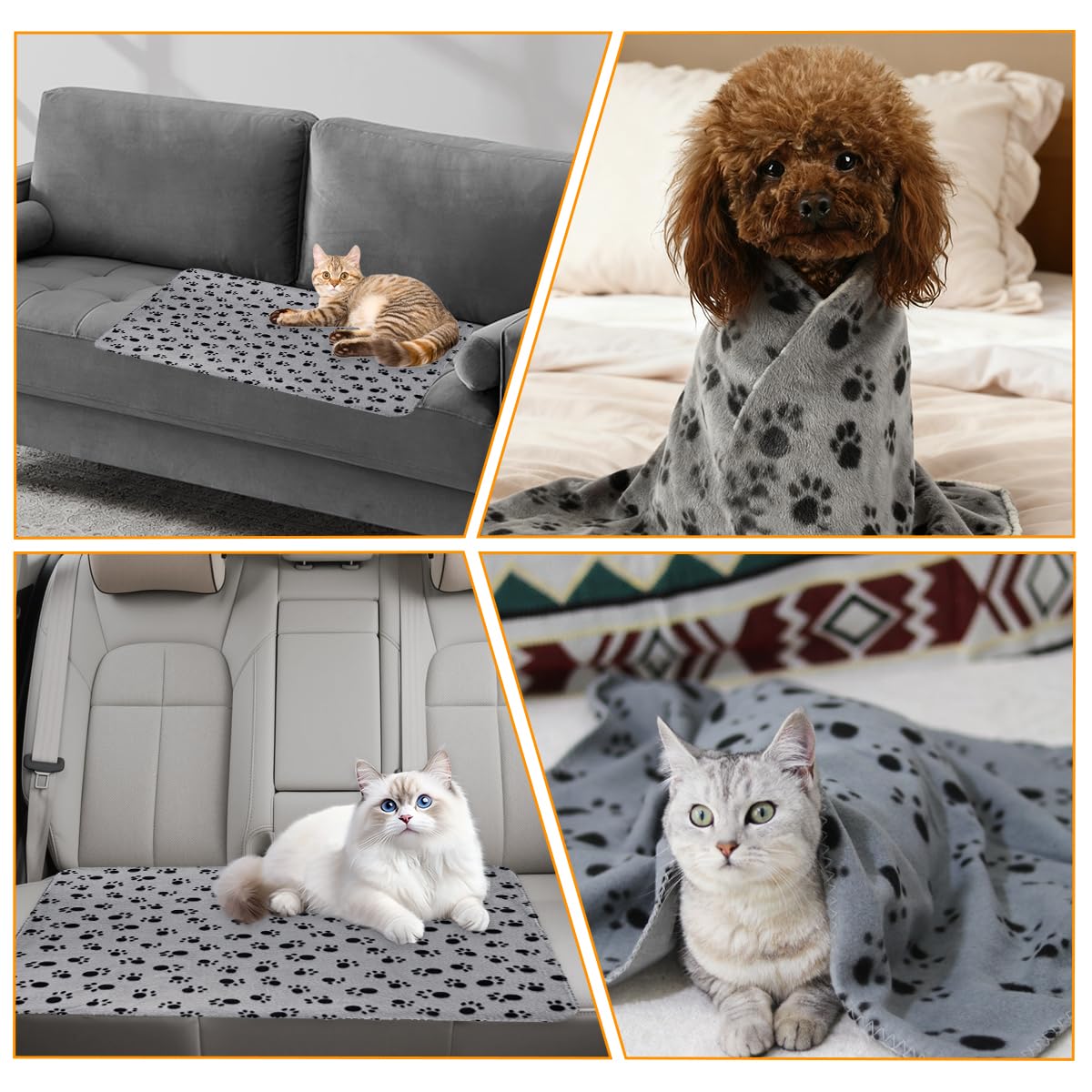 3 Pièces Plaid Chien, 60 X 70 cm Double Face Couverture Animaux, Lavable Universelle Couverture pour Animaux aux Chiens et Chats de Petite et Moyenne Taille, Caisses de Transport, Canapés, Sièges Auto