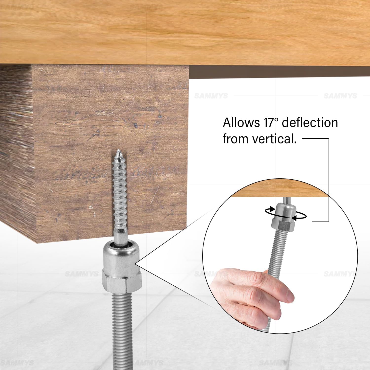Everflow 8139957-25 SH-GST 20 3/8" Screw Swivel Threaded Rod Anchor Designed for Wood, Installs 17 Deg Angle Off Vertical, Steel with Electro-Zinc (25 Pack), Pack of 25, 25 Piece