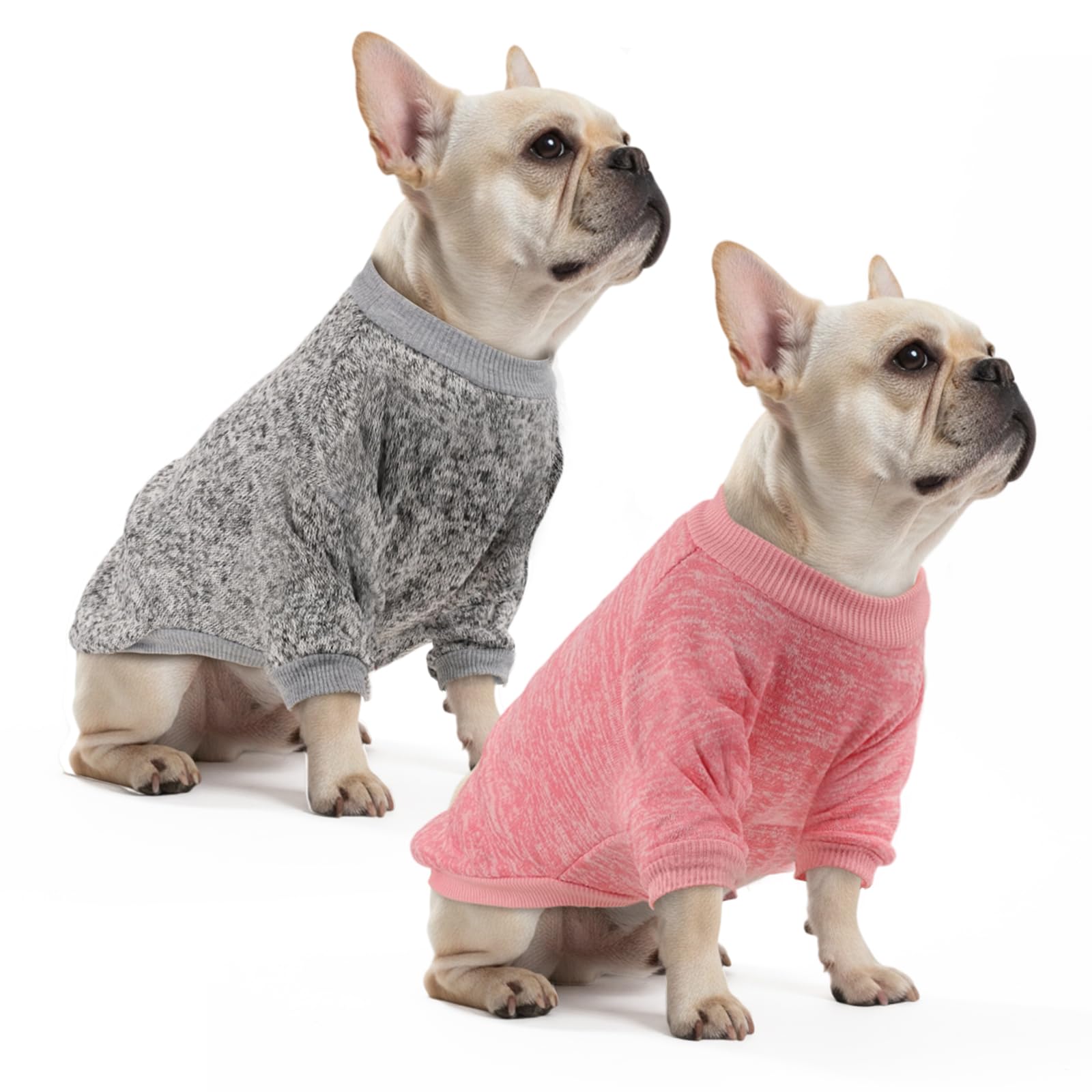 Viiotu 2 Pack Small Dog Hoodie Sweatshirt - Elastic Warm Knit Dog Jumper, Jacket & Clothes, Soft Breathable Winter Dog Costume, Machine Washable for Chihuahua, Pug, Yorkie