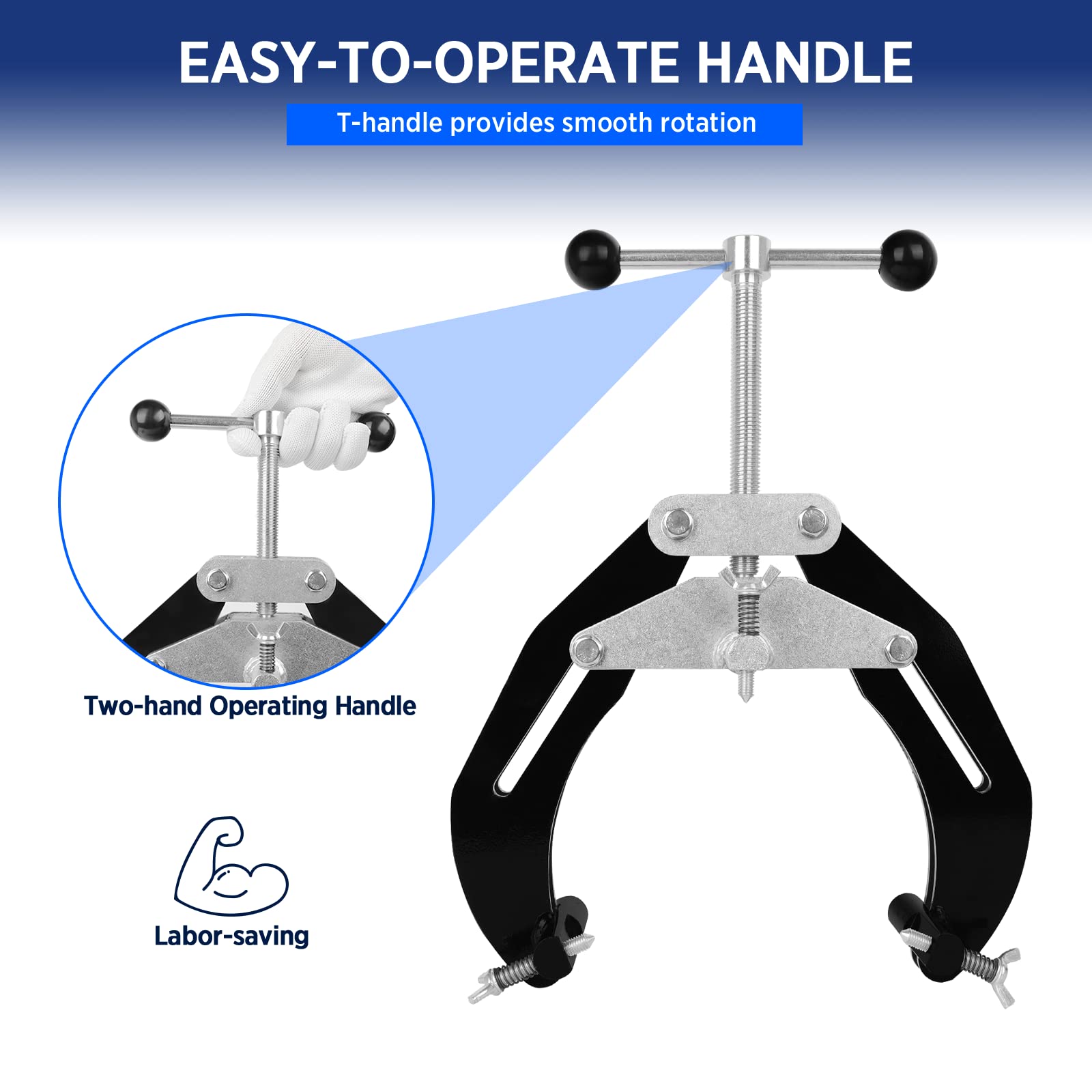 Abrazadera de tubo, 2 a 6 pulgadas, herramienta de alineación de tuberías de acero con diseño ligero, abrazadera ultra de alta resistencia con tornillos de acción rápida, color negro