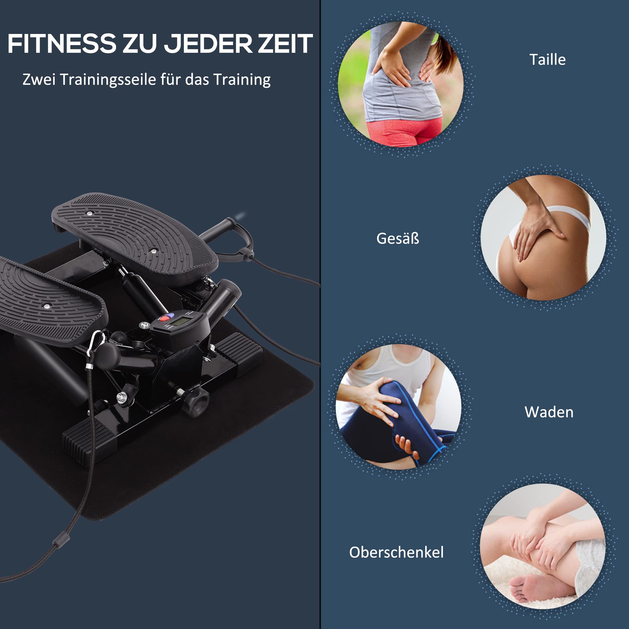 HOMCOM STEPPER Z LINKAMI SKRĘTNY czarny