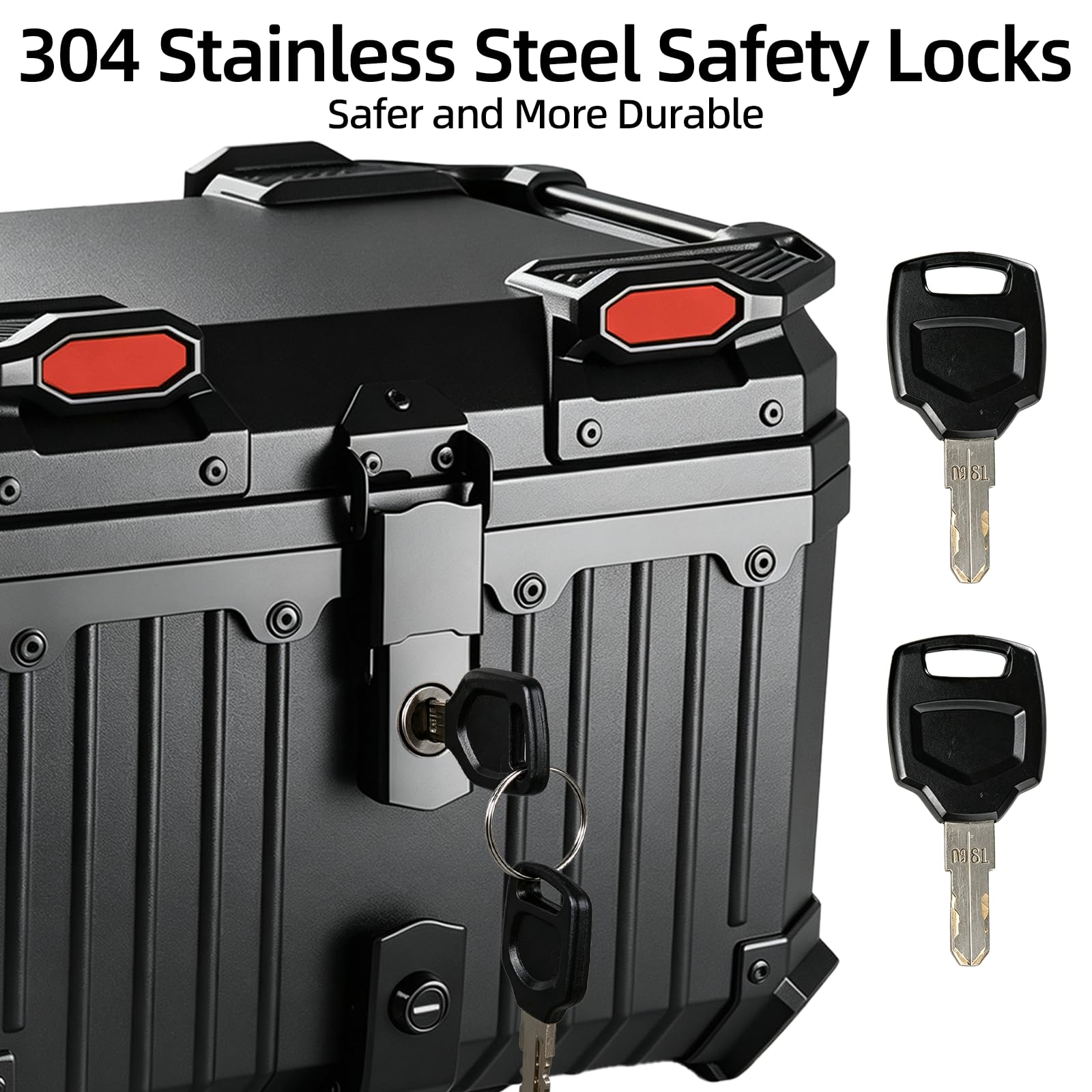 45L Motorrad Topcase, Universal Topcase für Motorrad mit Sicherheitsschloss, Carbonstahl-Bodenplatte und Lederinnenfutter, Wasserdichter & Staubdichter Heckkoffer zur Helmaufbewahrung