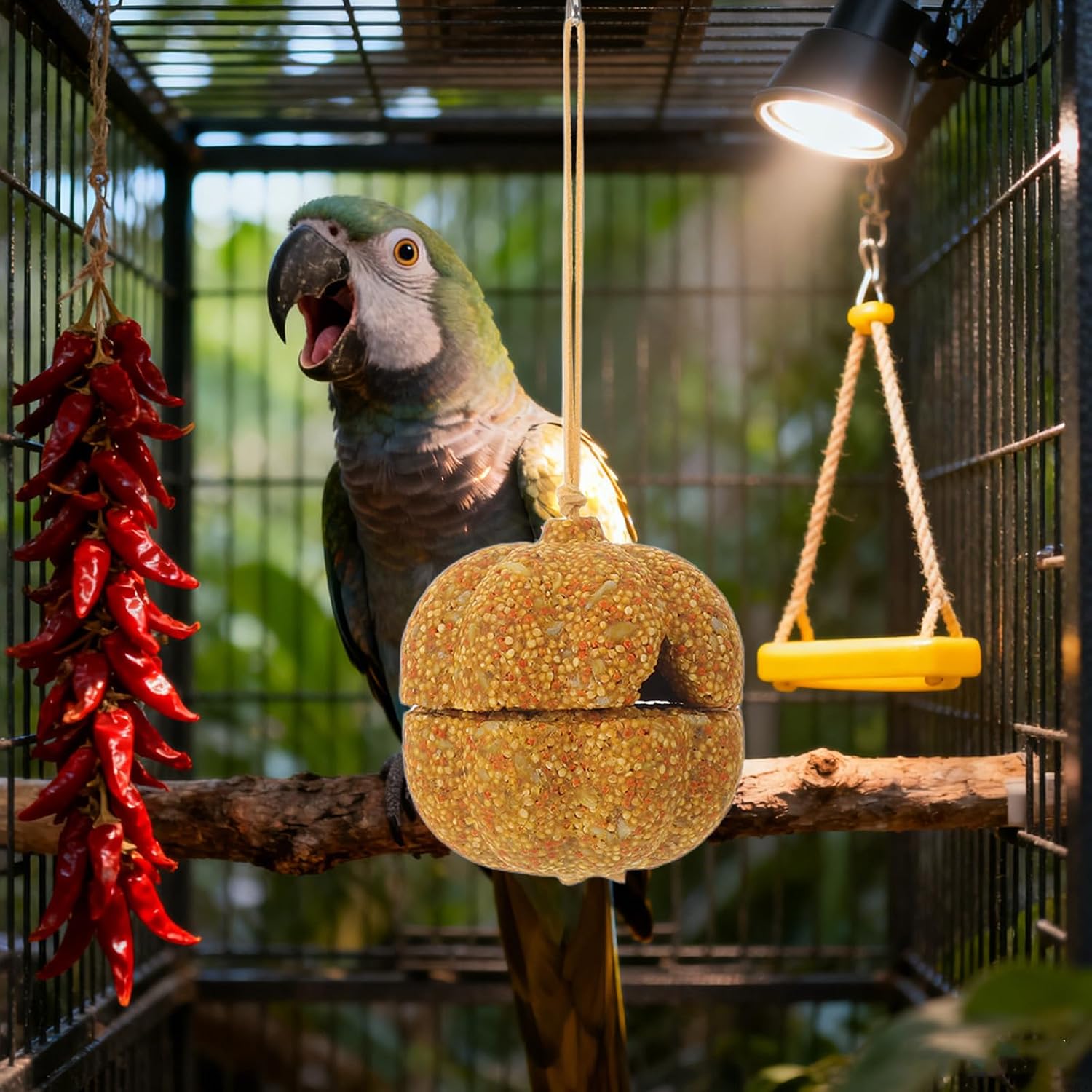 Healifty Pumpkin Shaped Parrot Bird Chew Foraging Treat Sticks | Vegetables and Nuts Blend, Furniture Saver for Biting and Grinding, Hanging Cage Accessory for Birds